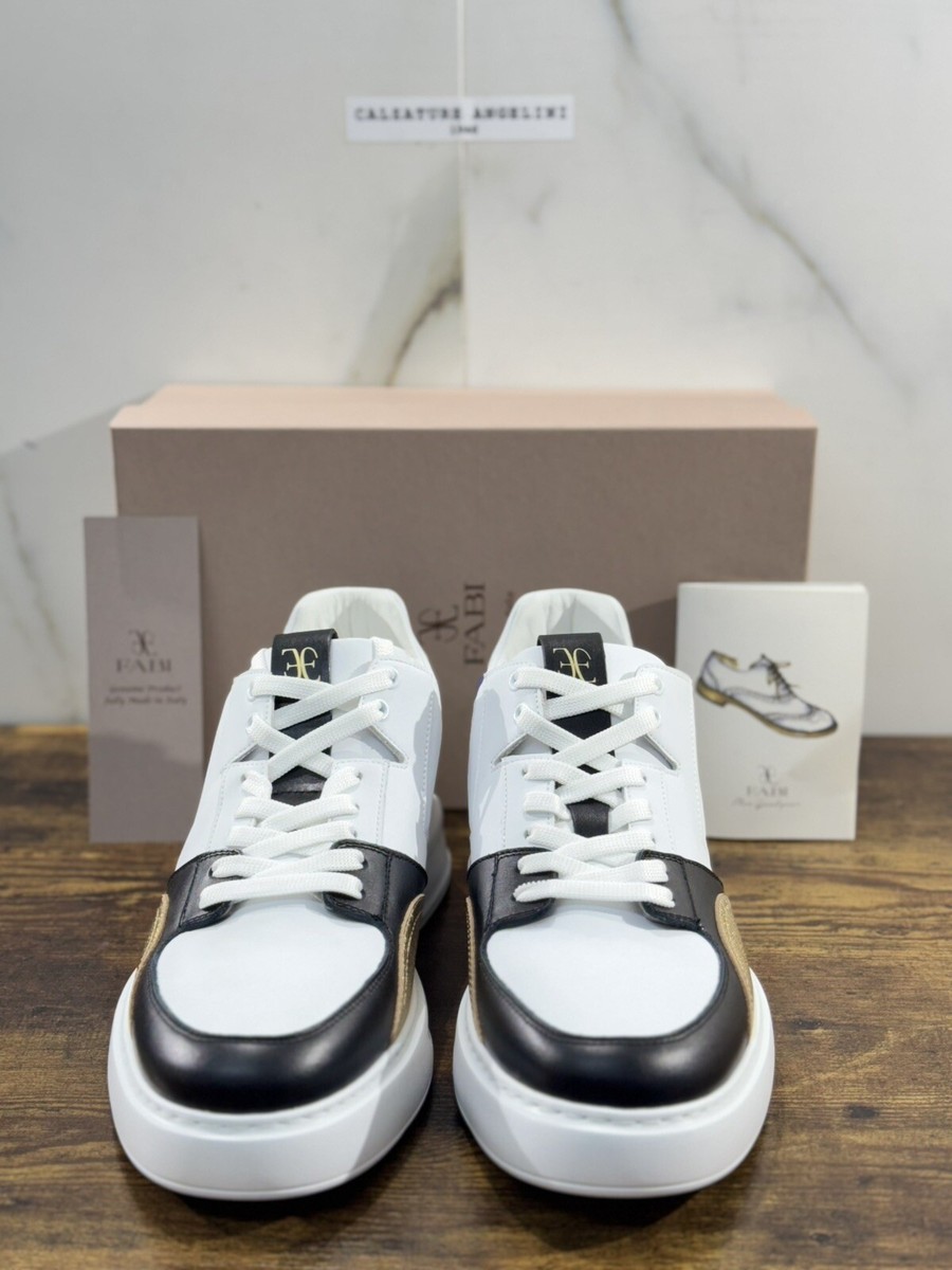 Fabi Men Size EU 43 US 10.5 Light Grey Leather White Rubber Sole Casual Shoes Fabi Sneaker Mann Icon Leder Weiß Extra Leicht Casual Schuhe  main image 4
