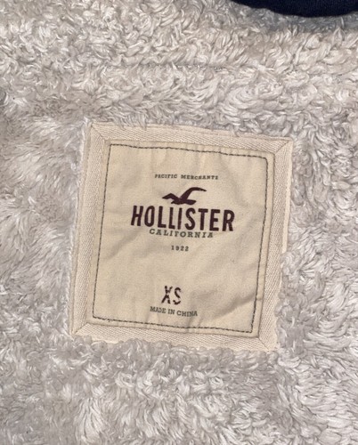 Hollister Sherpa Lined Hoodie Jacket, Navy Blue Button Down, Youth Teen XS - Picture 7 of 8