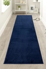 Custom Size Anti-Slip Machine Washable Soft Navy Runner Rug In Feet