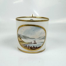 Derby coffee can c.1805 decorated with seascape scenes by Geo.Robertson-red mark