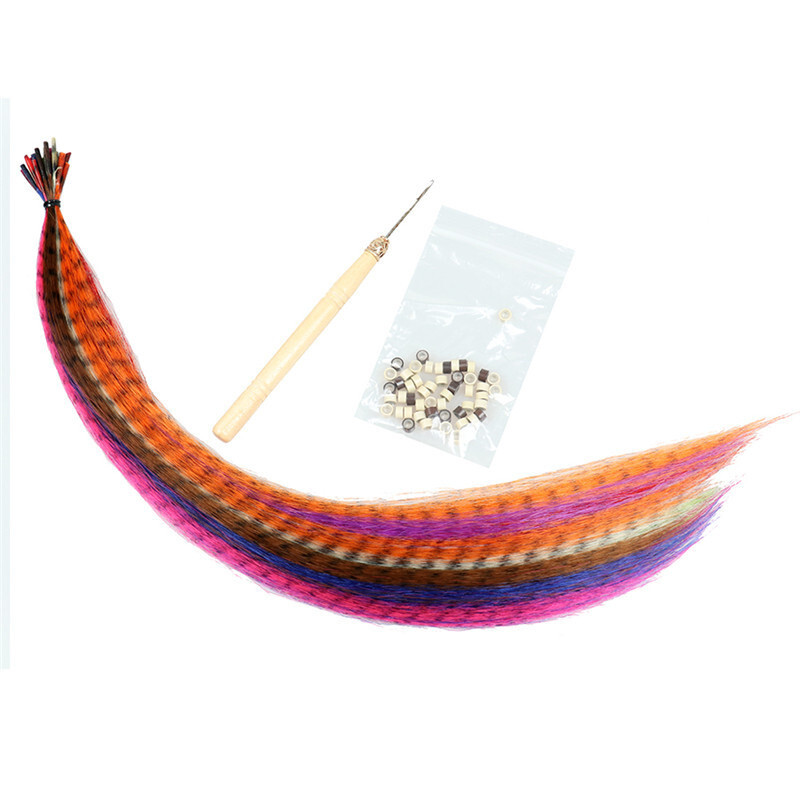 20/50PCS Synthetic Feathers Feather Hair Extension Kit DIY Hair