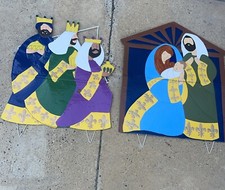 36" Nativity Set w/ 3 King Yard Art Outdoor Christmas Hammered Metal