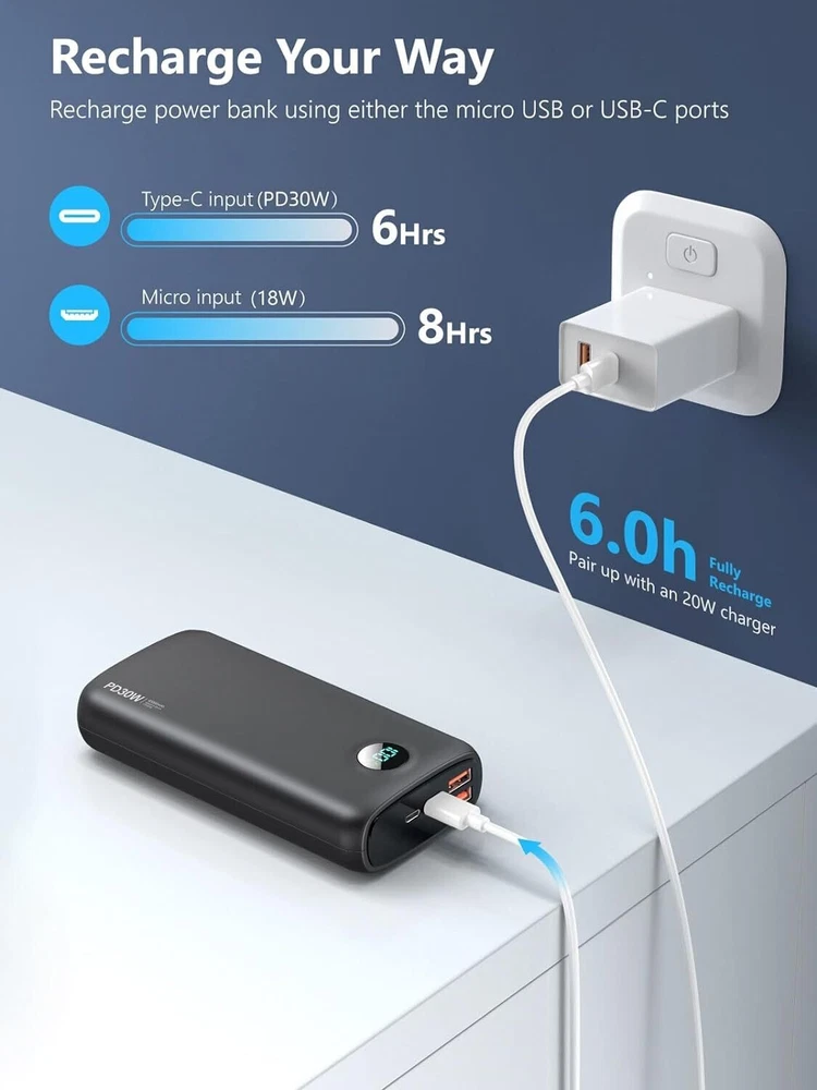 40000mAh Power Bank with QC 4.0 and PD 30W Fast Charging Portable Charger 40000mAh Power Bank with QC 4.0 and PD 30W Fast Charging Portable Charger