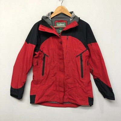 L.L Bean Women Full Zip Up Hooded Windbreaker Jacket Red Size Small B291 -7