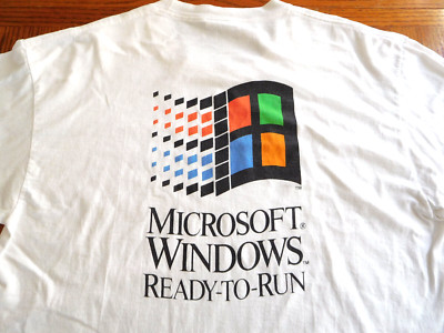 Vintage Microsoft Windows Computer Vaporwave T Shirt XL USA 1992 Ready To Run 5K