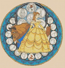 Beauty and the Beast Stained Glass Counted Cross Stitch Chart No. 10-74 