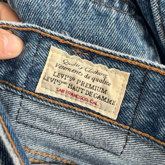 Levi’s Premium 501 Tapered Distressed Denim Jeans - Medium Blue Wash - US 27 image 7