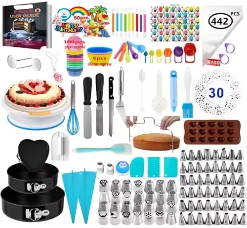 Cake Decorating Kit Nonslip Turntable Stand Set Pastry Accessories-442 PCS
Opens in a new window or