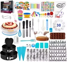Cake Decorating Kit Nonslip Turntable Stand Set Pastry Accessories-442 PCS