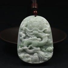 Certified Grade A 100 Natural Green Jadeite Jade Pendant Dragon Loong 09985