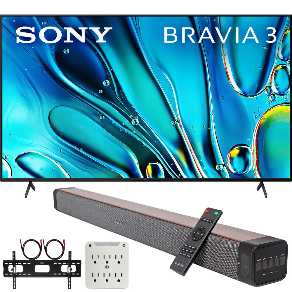 Sony BRAVIA 3 55-дюймовый 4K HDR Smart LED телевизор (2024) + Звуковая панель премиум-класса + Комплект крепления