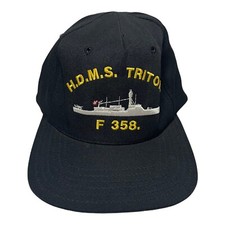 Vintage HDMS Triton F 358 Ship Snapback Hat Cap Embroidered Made In USA