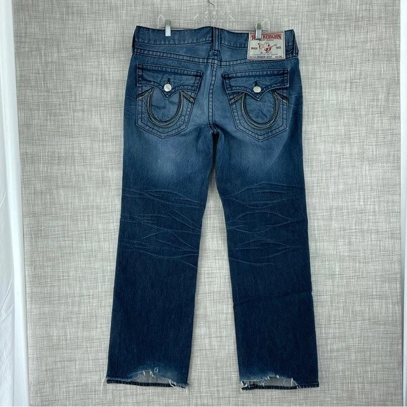 True Religion Hombres Talla 38 Arco Iris Ricky Jeans Dobladillo Desgastado 1201 Foto 2 de 4