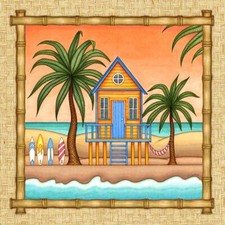 Ceramic Backsplash Tile Mural Beach Scene Kitchen/Bathroom/Shower - Surf Shack 2