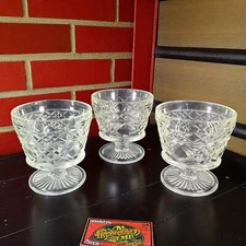 Hazel Atlas Big Top Peanut Butter Design 3 Sherbet/Dessert Glasses, 3.75" X 3.5"