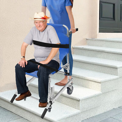 EMS Stair Chair Medical Emergency Evacuation Lifting Climbing Wheelchair W/ Belt