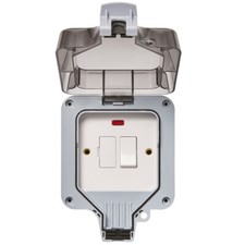 Litecraft Outdoor Switched Fused Spur 1 Gang With Red Neon Indicator - Grey     