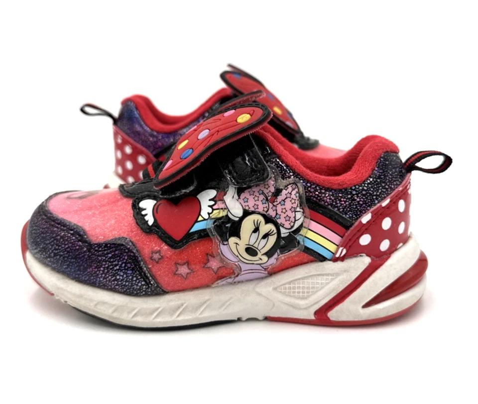 Zapatos de tenis rojos iluminados Minnie Mouse para niñas pequeñas talla 7 Foto 4 de 4