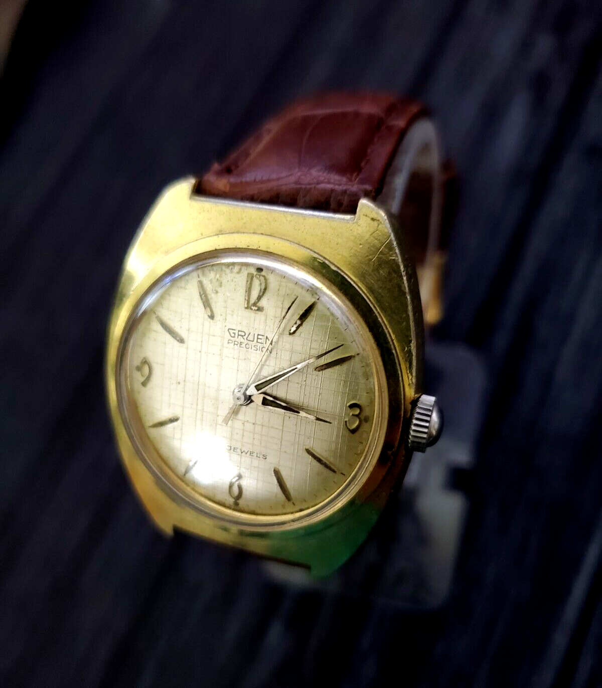 RARE Vintage Gruen Precision Gold Mens Swiss Watch N510SS 1960s Cleaned