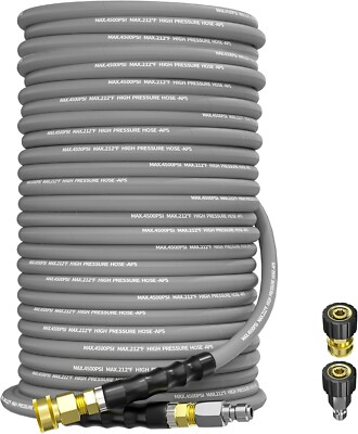 #ad 150FT 3 8quot; Pressure Washer Hose 4500PSI Wire Braided Kink Resistant Power Hose $189.96