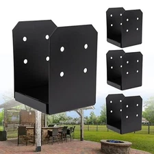 8x8 Post Base Bracket for Pergola Black Powder Coated Steel w/ 1" Standoff 4 PCS