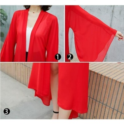 YANQSHM Strickjacke Damen Chiffon - Leichter Kimono Cardigan Sommer Bolero