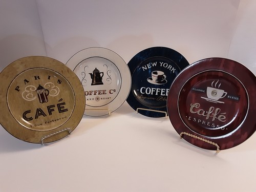 Sakura Coffee Break Dessert Plates Set Of 4 Coffee Themed Plates - Picture 2 of 10