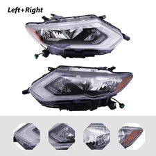 1 Pair For Nissan Rogue 2017-2019 Halogen Headlight lamp Assembly Chrome