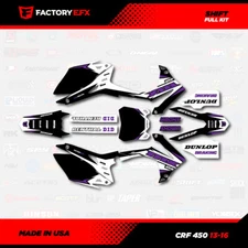 Black & Purple Shift Racing Graphics kit fits Honda Crf450 13-16 Crf 450 Decals