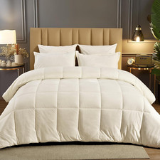 Luxury Double-Sided Velvet Queen Comforter Set, 5-Piece Cream Bedding
