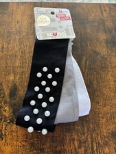 3 pcs Scunci Real Style Headwrap Black Gray White w/Faux Pearls NEW