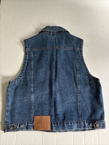 Gilet denim Smith & Wesson bottoni GRANDE jeans biker ricamo western - Foto 6 di 9