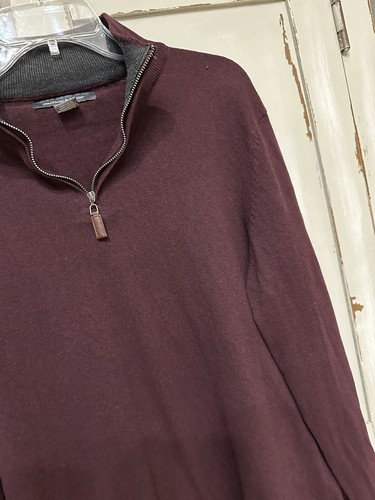 Suéter Grayson & Dunn Para Hombres Borgoña Grande 1/4 Cremallera Pullover Manga Larga - Imagen 3 de 11