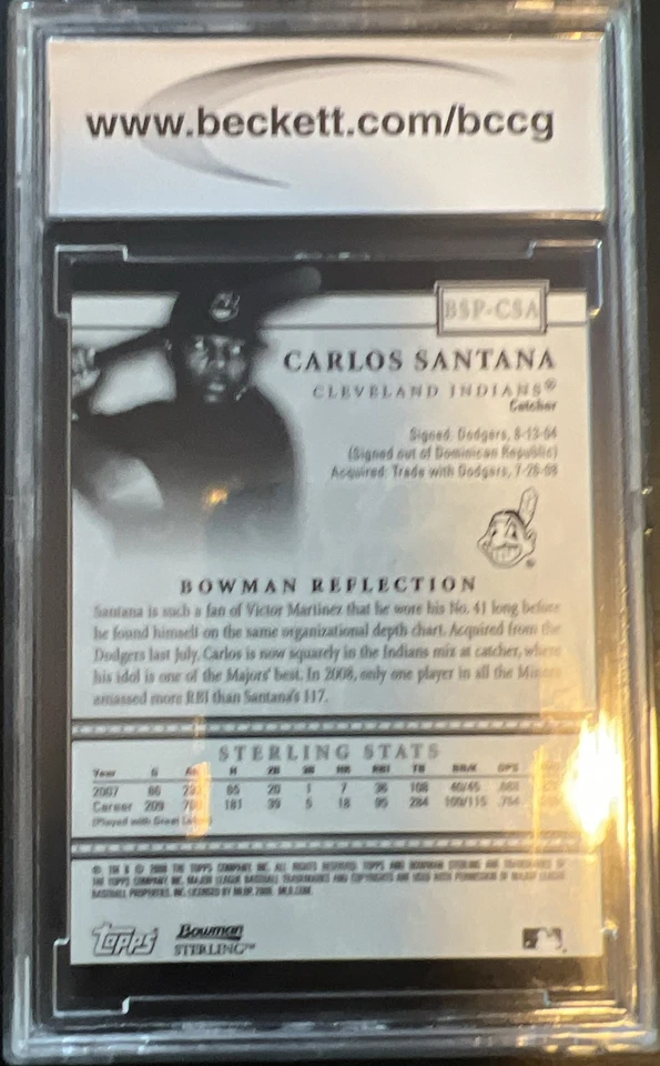 2008 Bowman Sterling Certified Autograph Issue Carlos Santana Autograph - Image 2 of 2