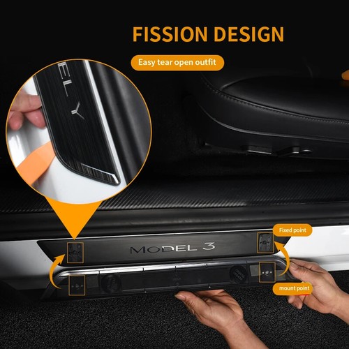 4pcs Door Sill Wireless LED Magnetic Illuminated Steps for Tesla Model Y 3 2024 - Picture 11 of 25
