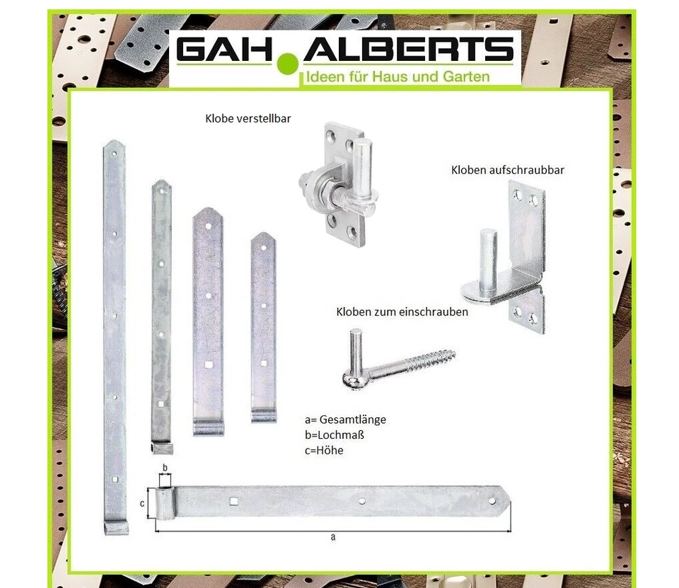 GAH ALBERTS GAH Ladenband / Ladenbänder & Kloben / Halterungen verzinkt - in versch. Größen