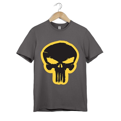 Yellow Skull T-Shirt – Biker Rider Graphic with Bold Minimalist Grunge Skull tee - Picture 8 of 20