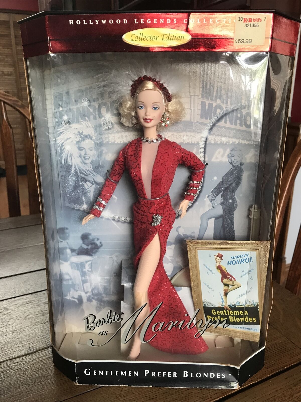 Year 1997 Barbie Collector Edition Hollywood Legends Collection 12 Inch  Doll - MARILYN MONROE in Gentlemen Prefer Blondes with Necklace and Earrings