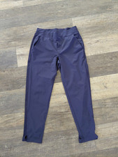 Athleta Brooklyn Pants Women 4 blue Ankle Slit Pull On Pockets Stretch Mid Rise