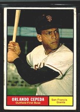 1961 TOPPS BASEBALL SAN FRANCISCO GIANTS ORLANDO CEPEDA HOF CARD #435 VG+