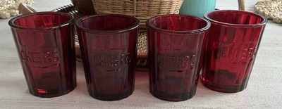 Pottery Barn Red Cheers Cocktail Juice Glasses Set of 4