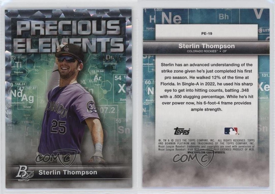 Biggest Element Collection 2023 Bowman Platinum Precious Elements Ice Foil 52/75 Sterlin Thompson ...