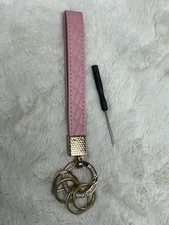 Pink Leather Car Keychain Wristlet Bling Rhinestone Strap Key Fob Holder O114 