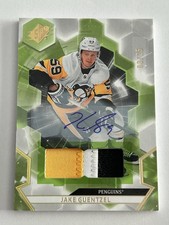 2020-21 Upper Deck SPx Green Jake Guentzel Game Used 3-Color Patch Auto /25