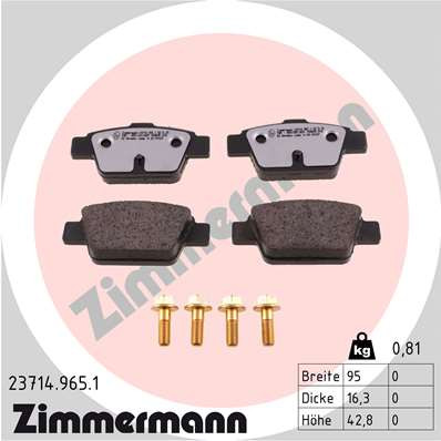 ZIMMERMANN 23714.965.1 Bremsbelagsatz, Scheibenbremse für ALFA ROMEO,FIAT,LANCIA