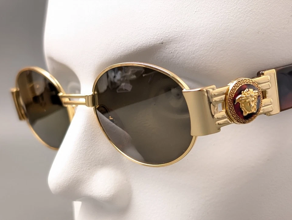 Gafas de sol GIANNI VERSACE Mod.S71 col 030 dorado marrón Medusa años 90 vintage Foto 2 de 4