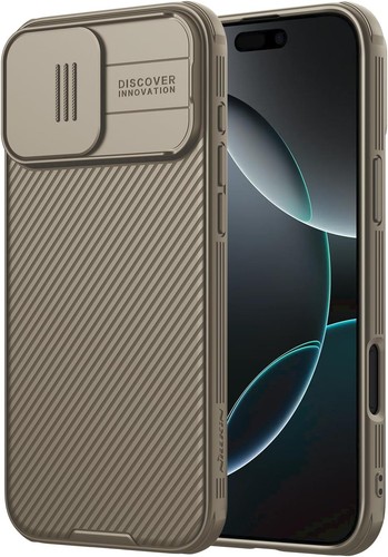 Nillkin for iPhone 16 Pro Case with Slide Camera Cover, 16 Pro, Gold