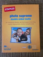 Staples Photo Supreme Double-Sided Matte Photo Paper-50 Sheets- 8.5"X 11" NEW