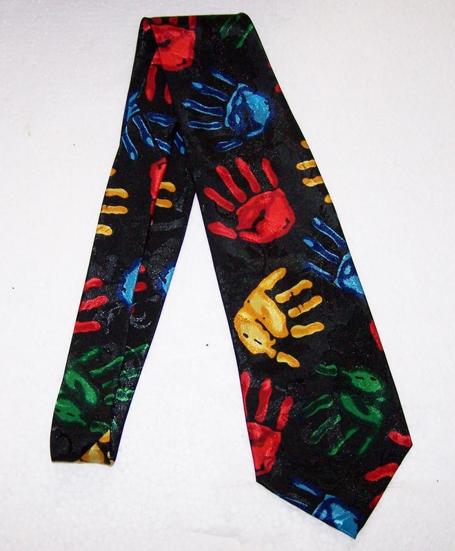A. Rogers Designed Tie with Colorful "Hands"