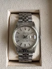 ROLEX DATEJUST 16014 18K WHITE GOLD STEEL SILVER DIAL WATCH w/ ROLEX BRACELET